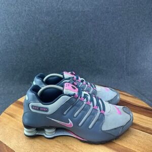 Nike Shox NZ Womens Grey Pink Navy Running Shoes 488312-400 Size 7